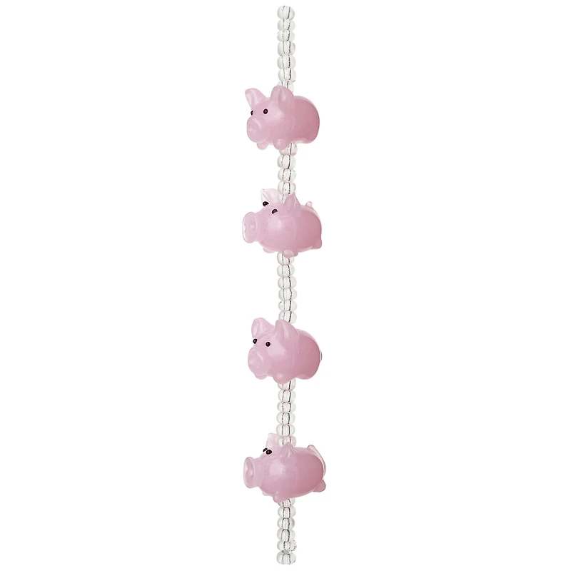 Pink Pig Glass Lampwork Beads, 20mm by Bead Landing™