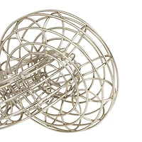 Set of 2 Silver Metal Contemporary Sculptures, 7" x 7" x 9"