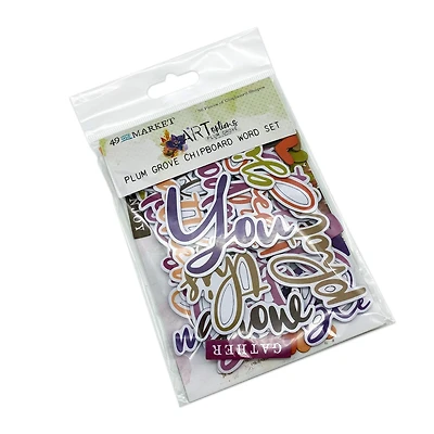 49 And Market ARToptions Plum Grove Chipboard Word Set
