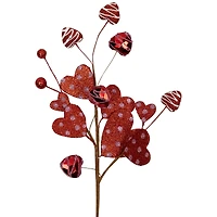 18" Red Shimmering Glitter Valentine's Day Heart Spray