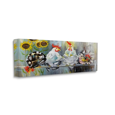 Stupell Industries Farm Chickens Ruffled Feathers and Sunflowers Painting Canvas Wall Art