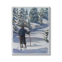 Stupell Industries Winter Snow Hiking Man Forest Trek Pine Trees Canvas Wall Art