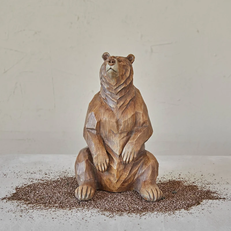 Hello Honey® 12.75" Wood Finish Sitting Bear