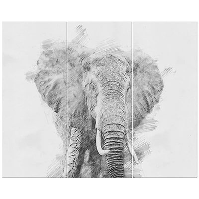 Designart - Black and White Elephant Sketch