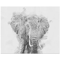 Designart - Black and White Elephant Sketch