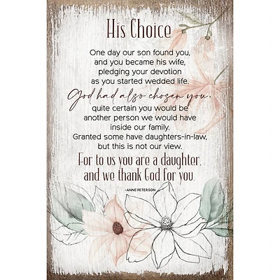 His Choice Inspirational Wood Plaque