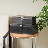 Dark Brown Leather Storage Box Set