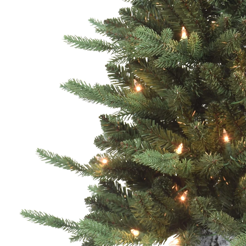 7.5ft. Pre-Lit Potted Artificial Christmas Tree, Clear Incandescent Lights