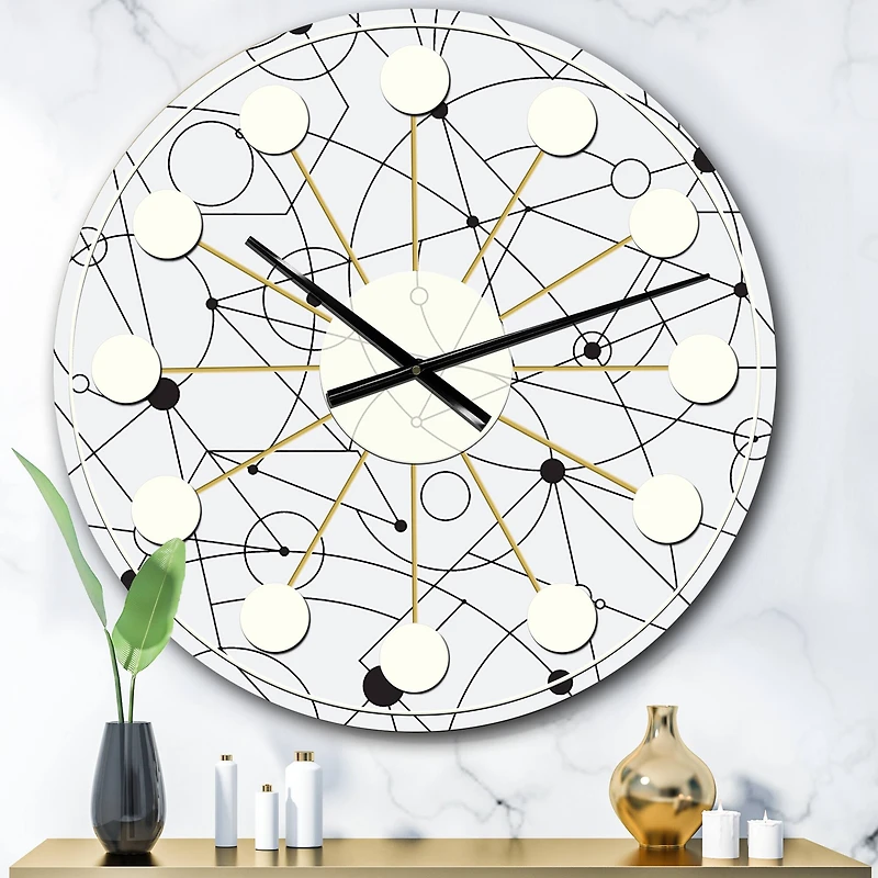 Designart 'Retro Geometric Grid Iii Mid-Century Modern Wall Clock