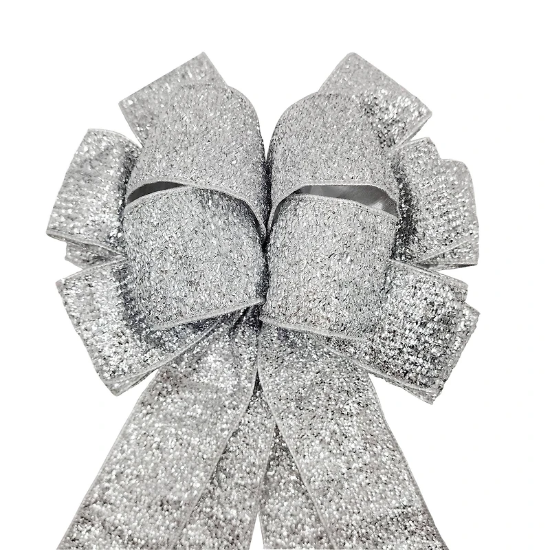 20.5" Silver Tinsel Tree Bow by Celebrate It®