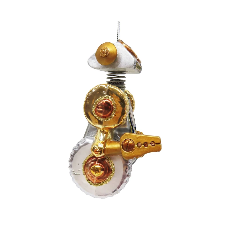4.25" Gold & Silver Robot Glass Ornament by Ashland®