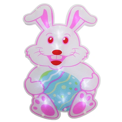 13.75" Pink & White LED Lighted Easter Bunny Window Silhouette