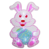 13.75" Pink & White LED Lighted Easter Bunny Window Silhouette