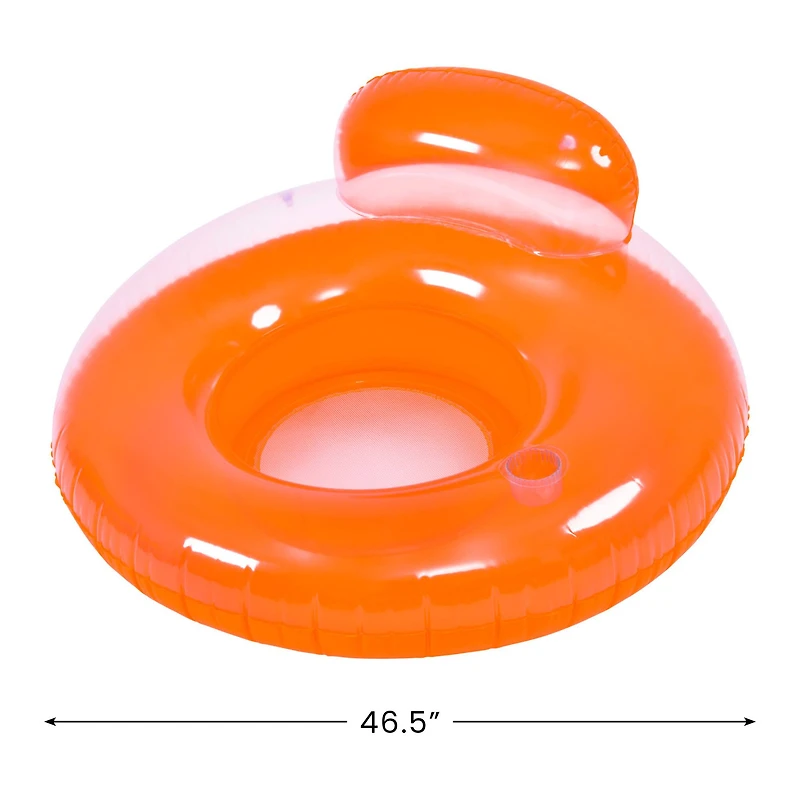 Pool Central 4ft. Orange Inflatable Inner Tube Pool Float with Backrest