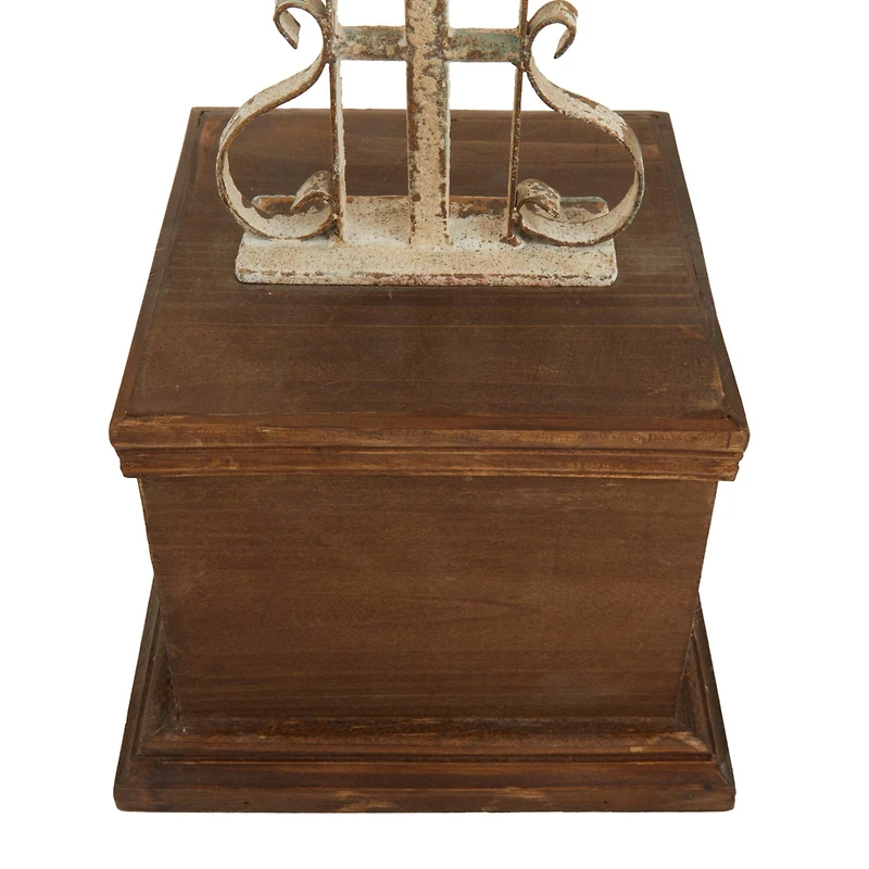 30" White Iron French Country Cross