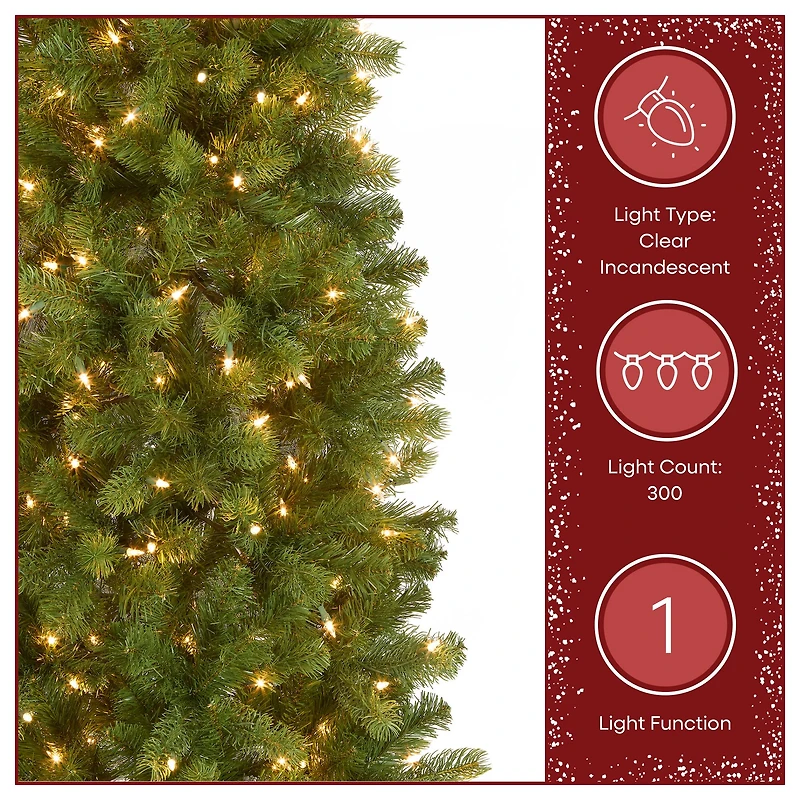 6.5 Ft. Pre-Lit Feel Real® Downswept Douglas Fir Pencil Slim Artificial Christmas Tree, Clear Lights