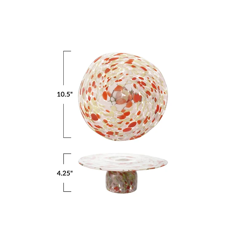 Hello Honey Confetti Glass Pedestal, Orange/Pink/Yellow