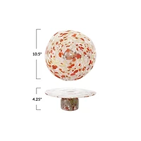 Hello Honey Confetti Glass Pedestal, Orange/Pink/Yellow