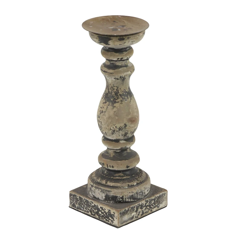 Distressed Brown Wood Traditional Candle Holder Set, 3ct. 