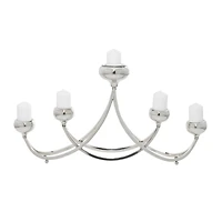 Silver Stainless Steel Candlestick Holders, 15x28x5"