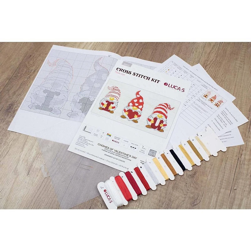 Luca-S Gnomes Of Valentine's Day Plastic Canvas Counted Cross Stitch Kit