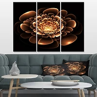 Designart - Glittering Brown Yellow Fractal Flower