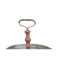 Hello Honey® 11'' Round Metal & Wood Tray with Handle