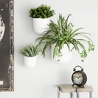 White Metal Contemporary Planter Set