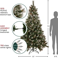 7.5ft. Pre-Lit Flocked Valley Pine Artificial Christmas Tree, Clear Lights