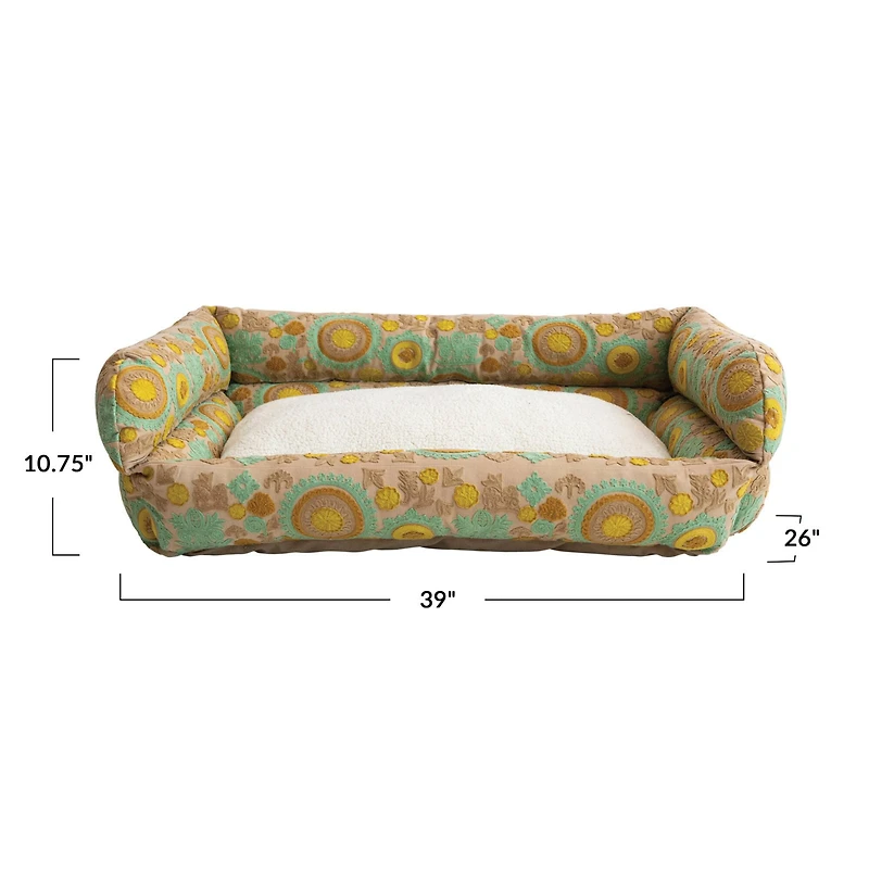 Hello Honey® 39" Taupe, Green & Mint Floral Pet Bed