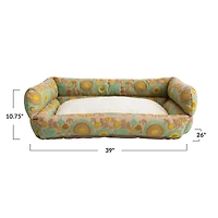 Hello Honey® 39" Taupe, Green & Mint Floral Pet Bed