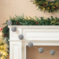 Glitzhome® 6ft. Black & White Plaid Fabric Garland, 2ct.