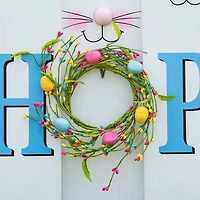 Glitzhome® 29.5" Easter Bunny Family HOP Wooden Porch Sign