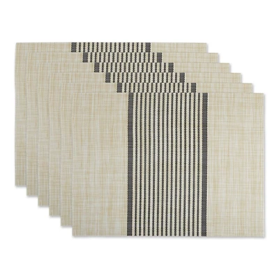 DII® Black Middle Stripe PVC Woven Placemat, 6ct.