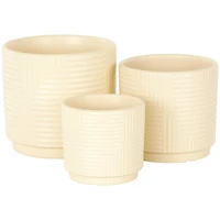 Cream Ceramic Geometric Planter Set