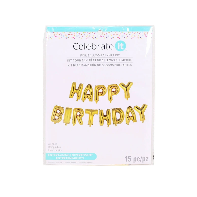 Happy Birthday Gold Foil Balloon Banner Kit By Celebrate It™