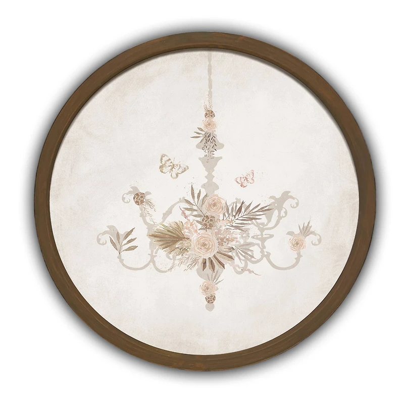 Boho Chandelier Round Brown Framed Print