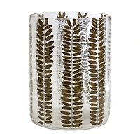 8" Dried Leaf Glass Candle Holder