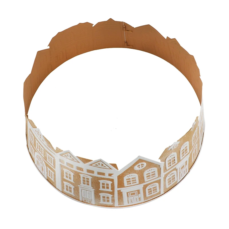 26.75" Brown & White Metal Gingerbread Village Tree Collar by Ashland®