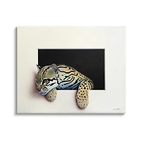 Stupell Industries Wildlife Ocelot Resting Paws Cutout Illusion Canvas Wall Art