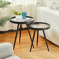Glitzhome® Nesting Side Table with Polygonal Star Pattern Tray Top Set