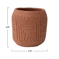 6.5" Handmade Debossed Terra Cotta Planter