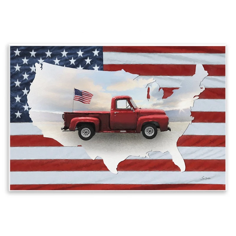 Stupell Industries Farmhouse American Flag Wall Plaque Art