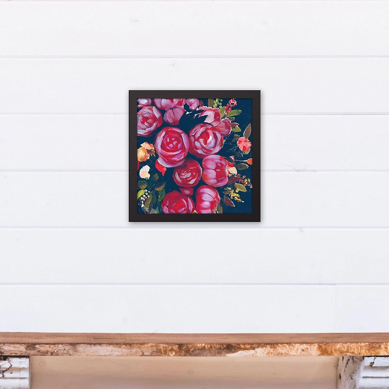 Funky Bold Flowers 12" x 12" Black Framed Canvas