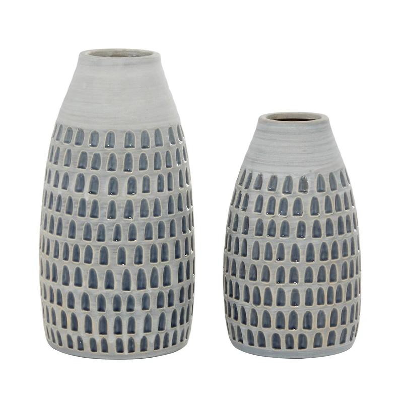 Gray Ceramic Contemporary Vase Set