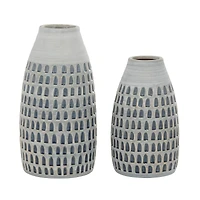 Gray Ceramic Contemporary Vase Set