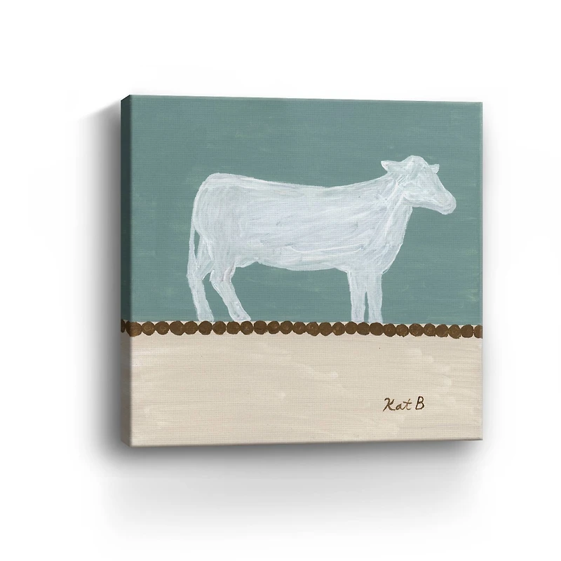 Out To Pasture V White Cow Canvas Giclee