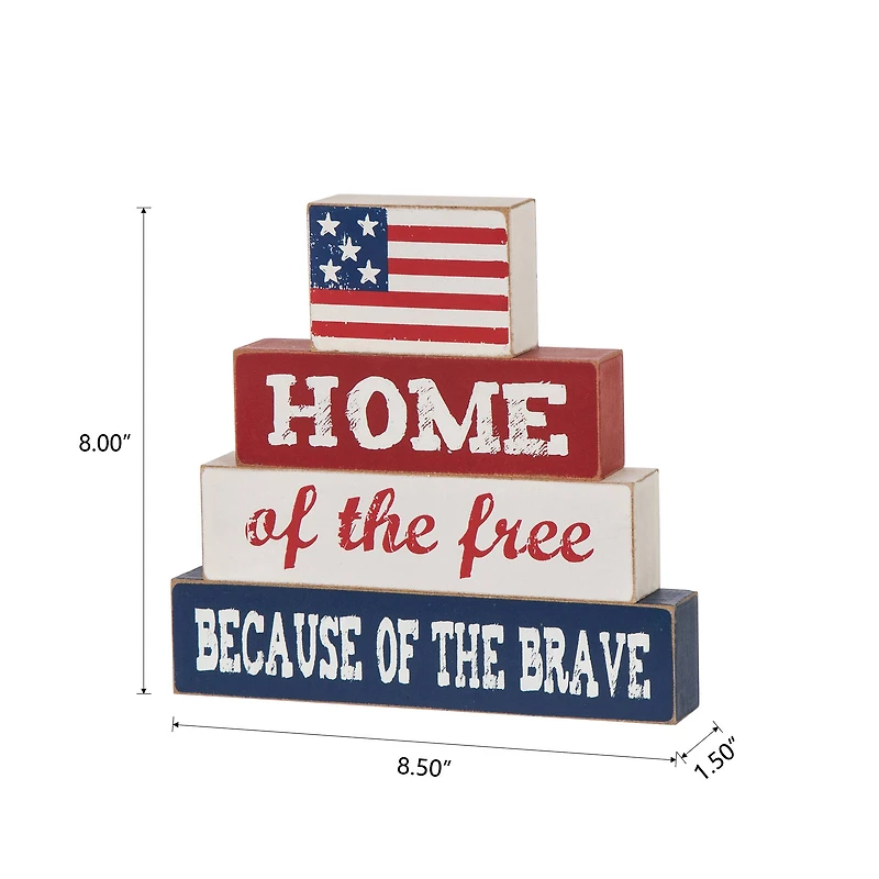 Glitzhome® 8.5" Wooden Patriotic Sign Table Décor