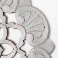 American Art Décor™ 16" Small Gray Traditional Hand-Carved India Wood Medallion