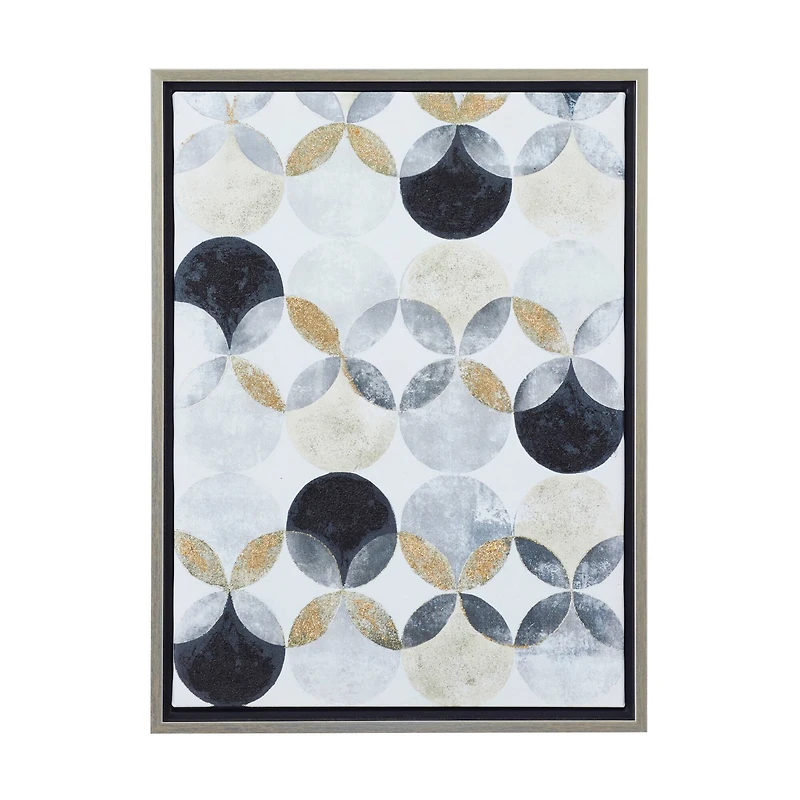 The Novogratz Gray Polystone Modern Framed Wall Art, 24" x 18" x 2"